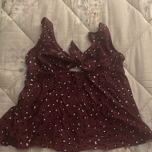 Women's Burgundy Sleeveless Top